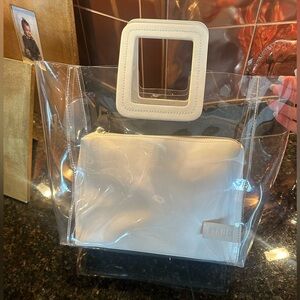 Staud Shirley Transparent Tote w/ White Leather